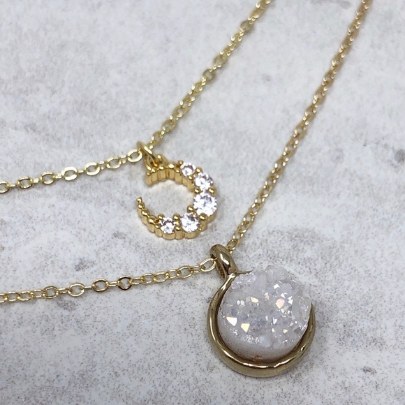 Dainty Gold Druzy Necklace - Picture 2 of 6